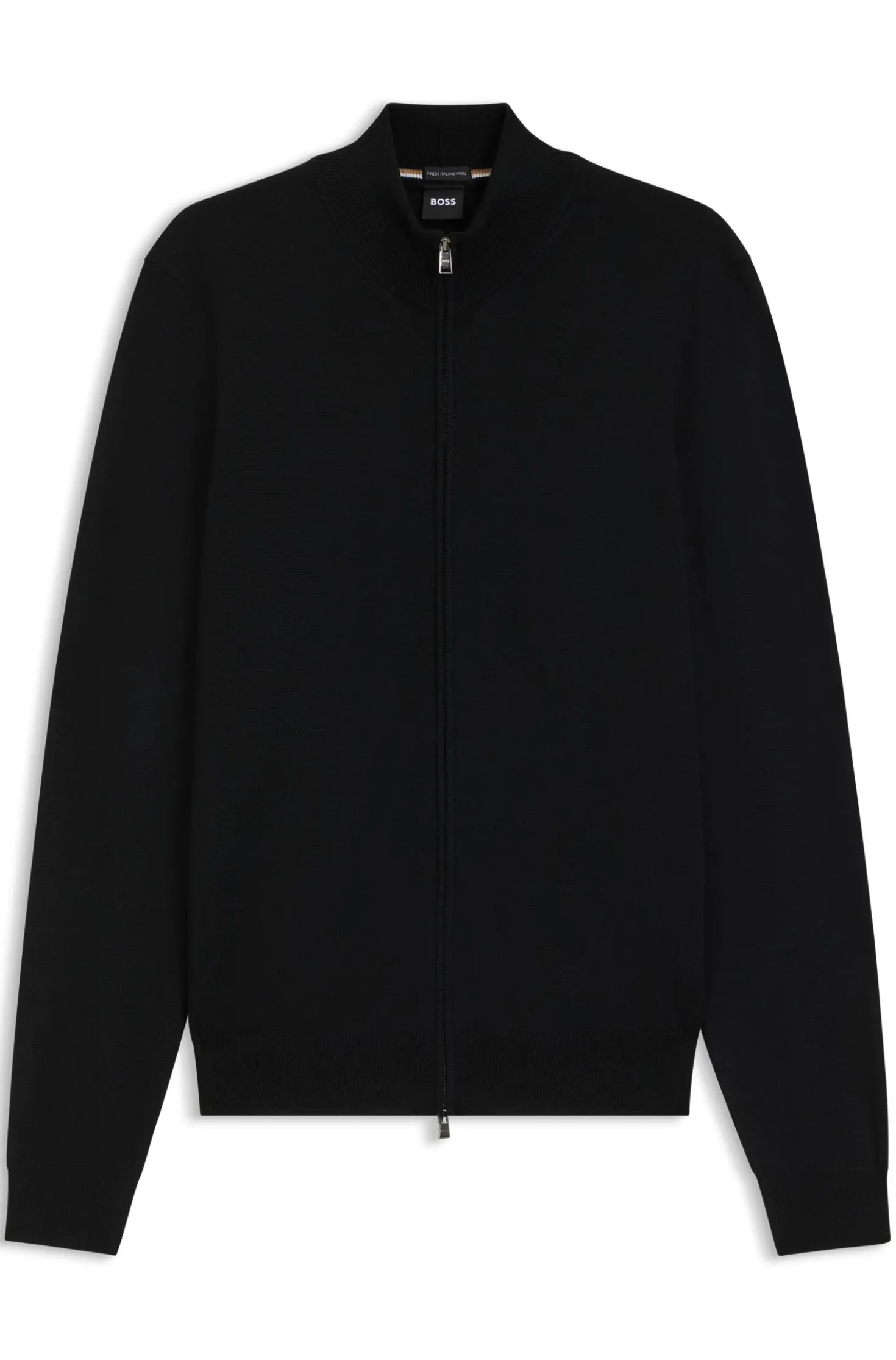 Zip-up cardigan in extra-fine merino wool