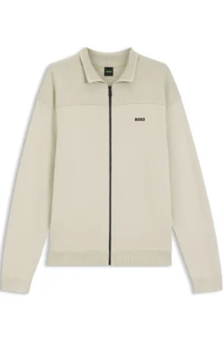 Zip-up cardigan with structured graphic pattern