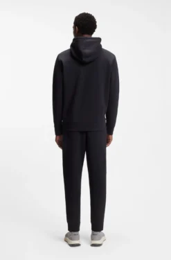 Zip-up hoodie in stretch cotton with logo print