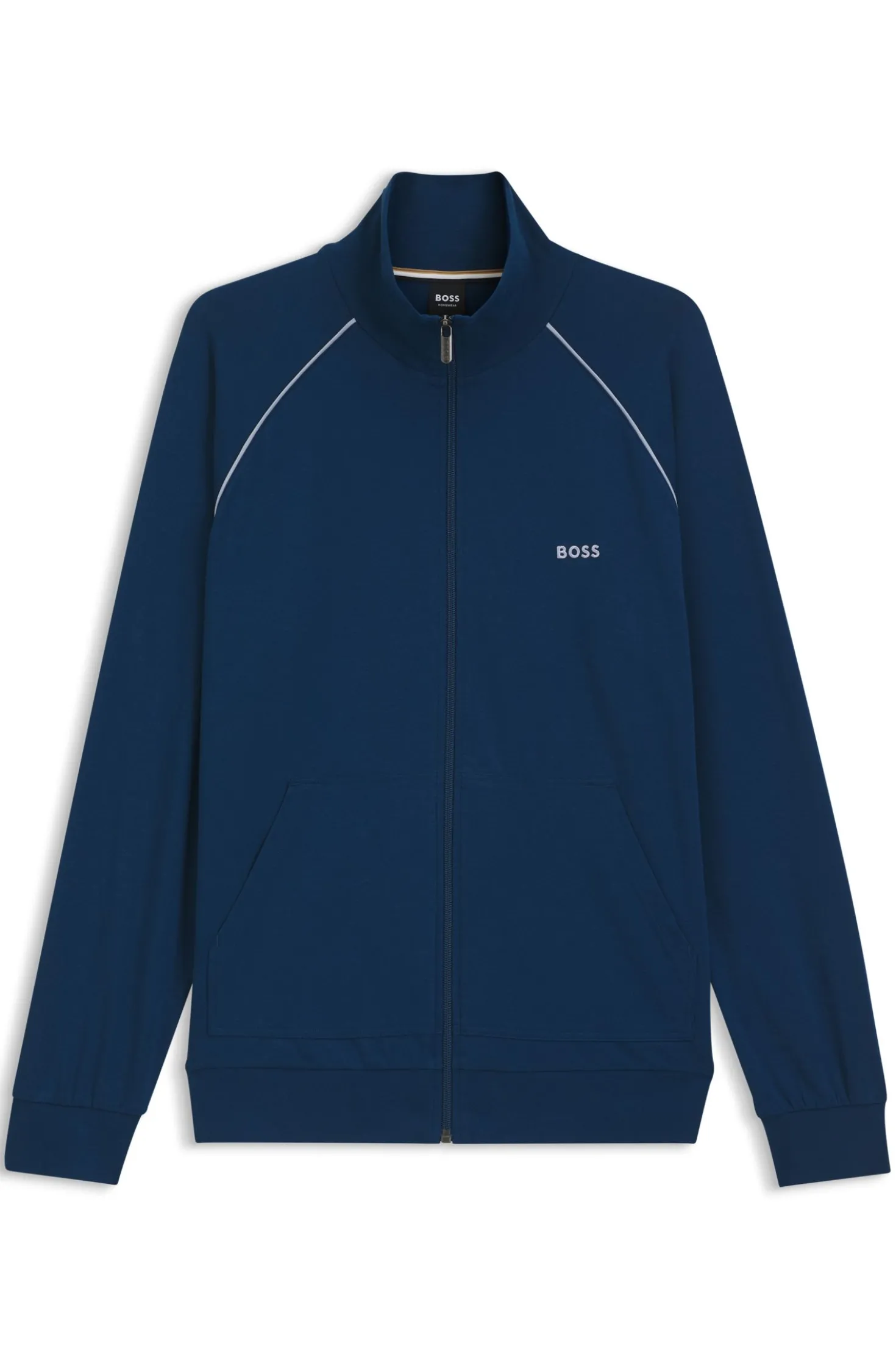 ZIp-up jacket in stretch cotton with contrast piping