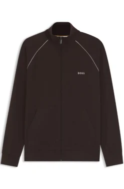 ZIp-up jacket in stretch cotton with contrast piping