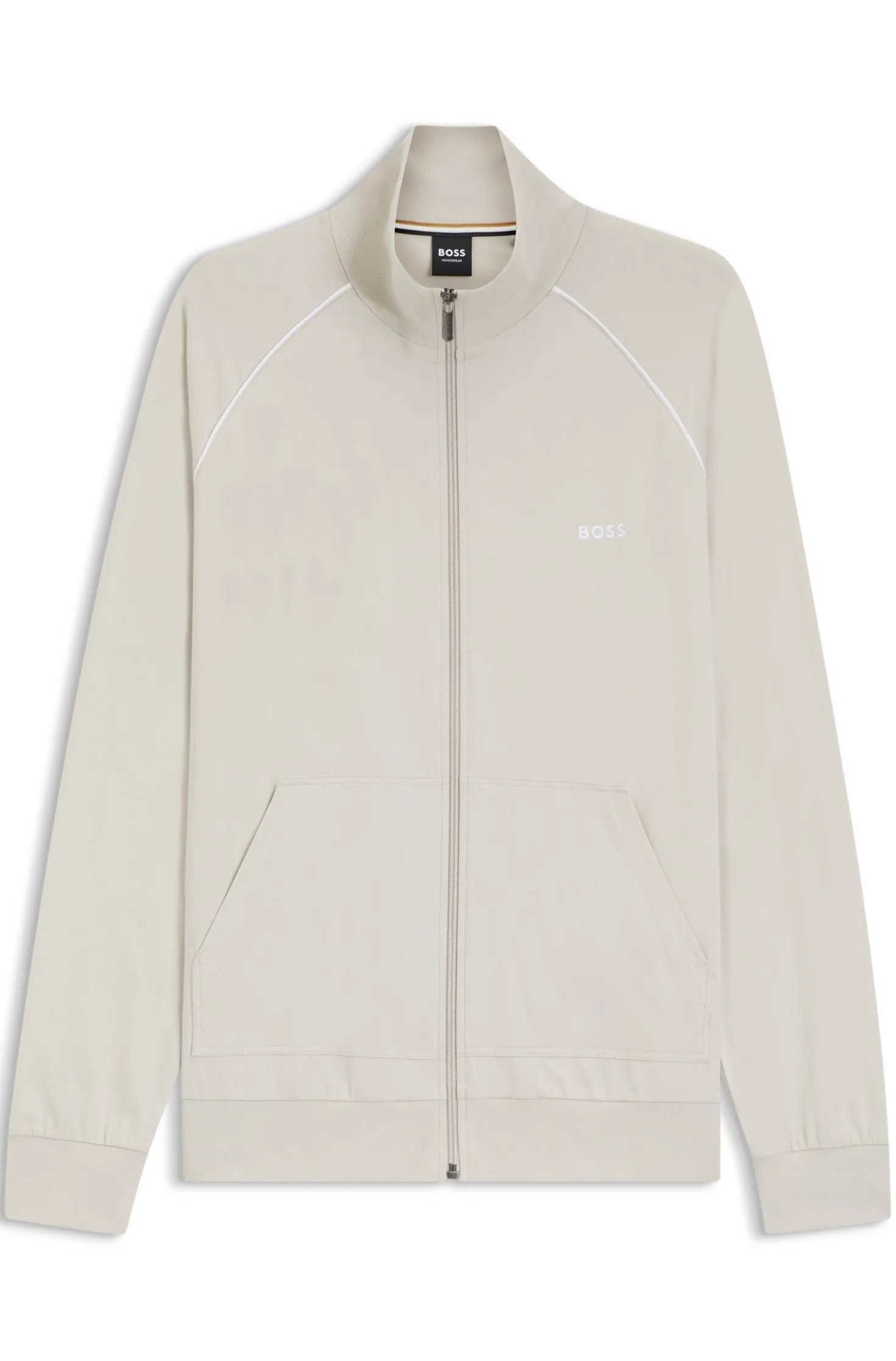 ZIp-up jacket in stretch cotton with contrast piping