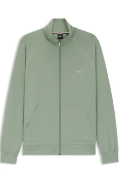 ZIp-up jacket in stretch cotton with contrast piping