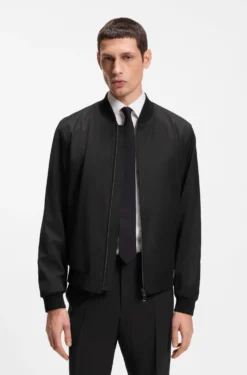 Zip-up jacket in virgin-wool serge