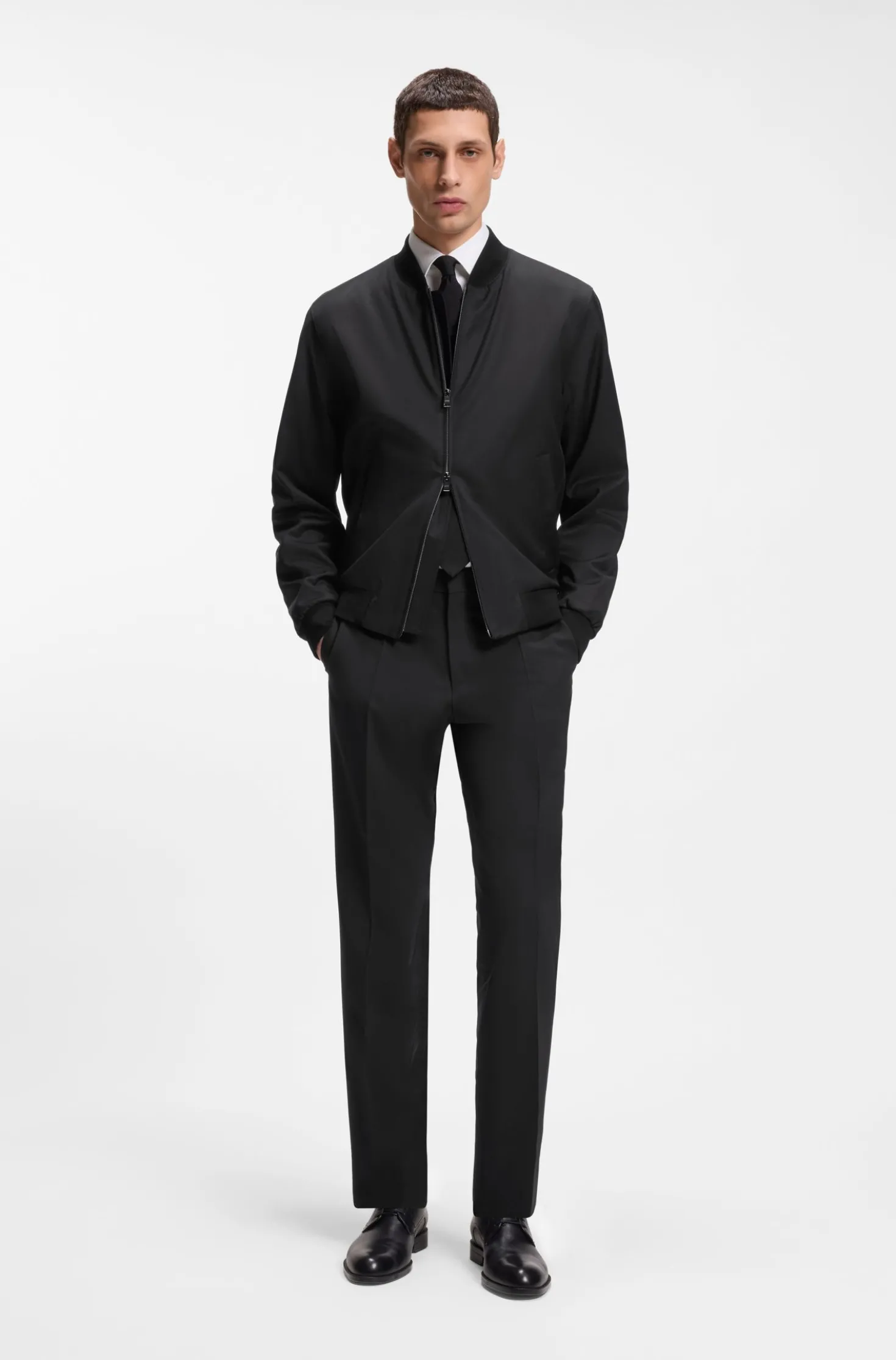 Zip-up jacket in virgin-wool serge