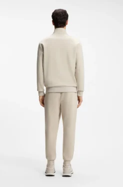 Zip-up sweatshirt in mercerised stretch-cotton piqué