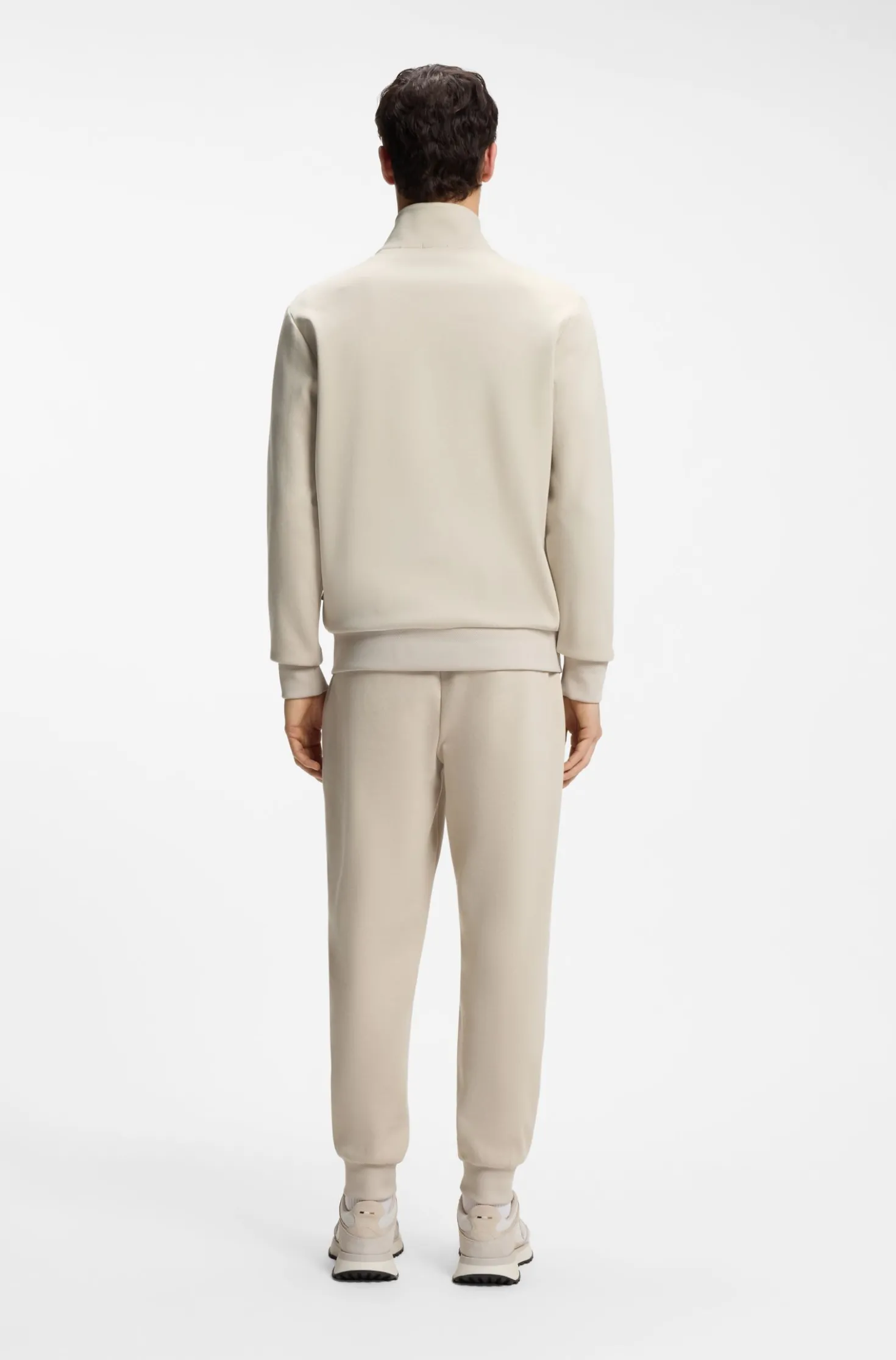 Zip-up sweatshirt in mercerised stretch-cotton piqué