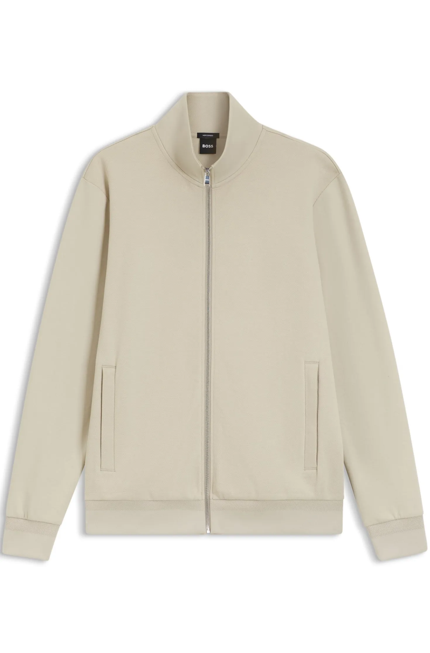 Zip-up sweatshirt in mercerised stretch-cotton piqué
