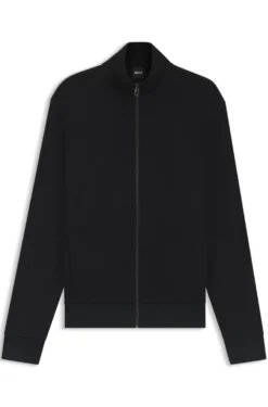 Zip-up sweatshirt in mercerised stretch-cotton piqué