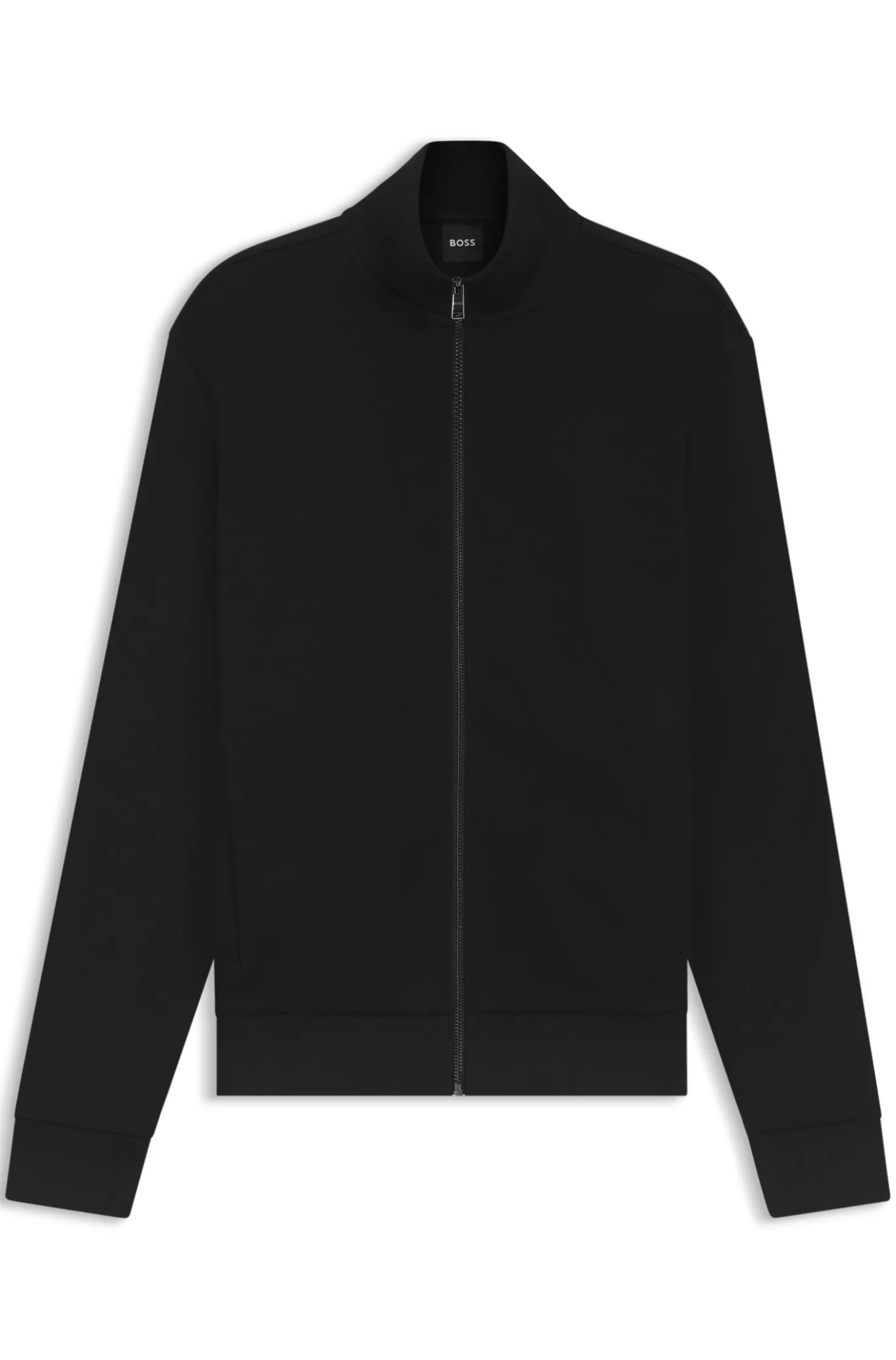 Zip-up sweatshirt in mercerised stretch-cotton piqué