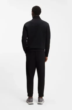 Zip-up sweatshirt in stretch cotton with logo print