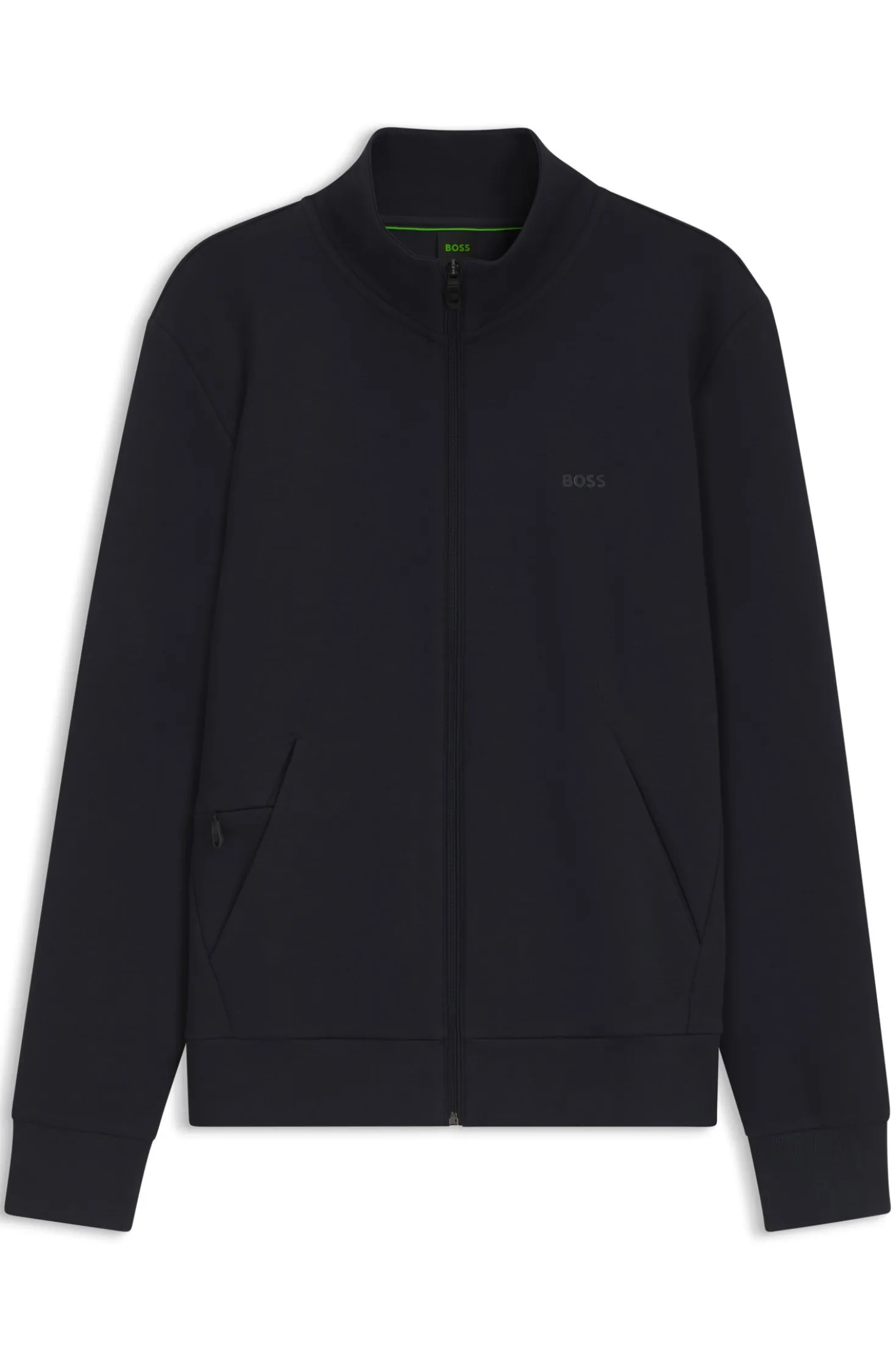Zip-up sweatshirt in stretch cotton with logo print