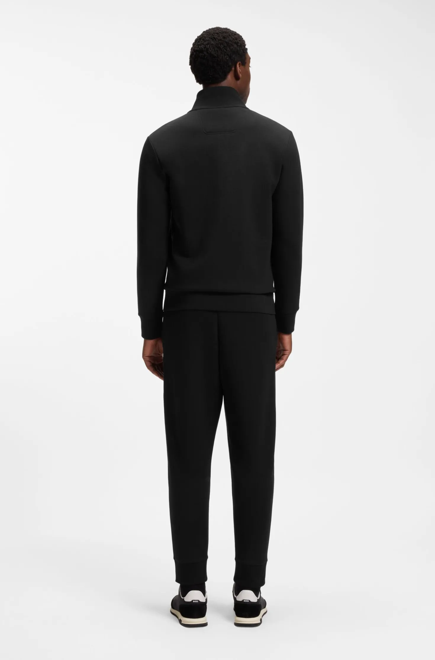 Zip-up sweatshirt in stretch cotton with logo print