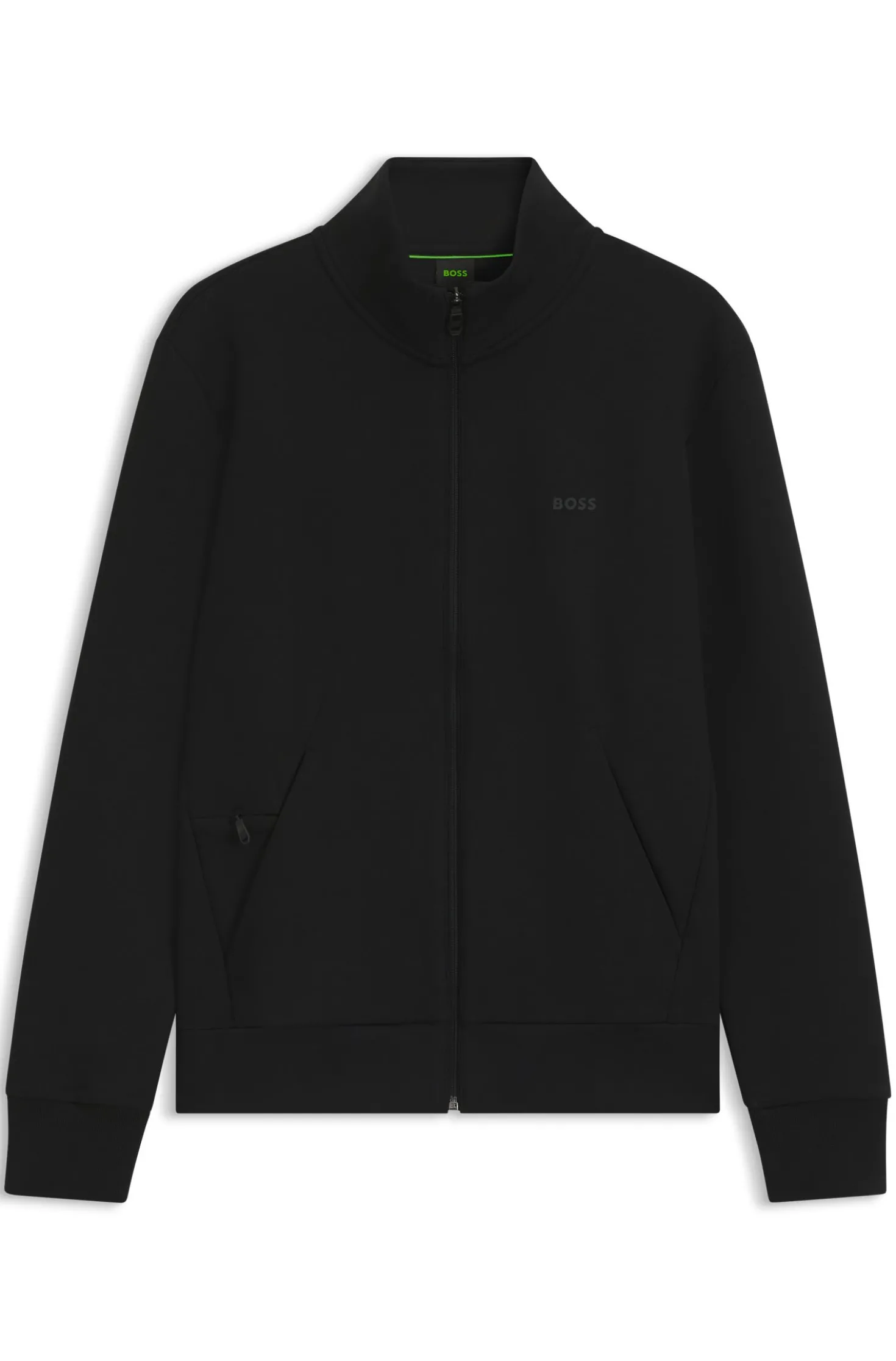 Zip-up sweatshirt in stretch cotton with logo print